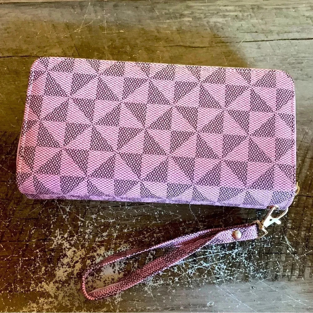 Geometric Pink Wristlet